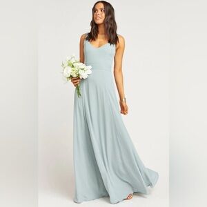 NWOT Show me your MuMu Jenn silver sage bridesmaids maxi dress size medium